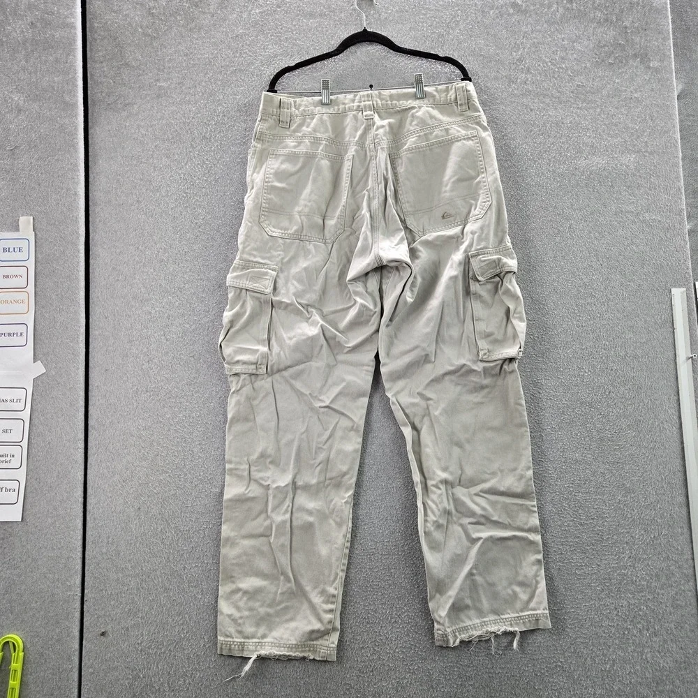 VINTAGE Quiksilver Men Pants 36 Beige Cargo Twill Baggy 90s 32